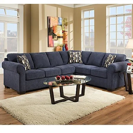 Casual Sectional Sofa With Rolled Arms